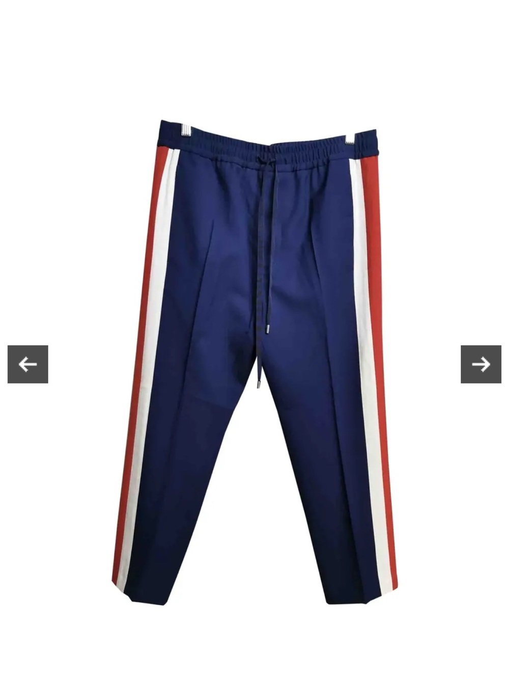 GUCCI Navy Track Pants with Red & White Side Stripes